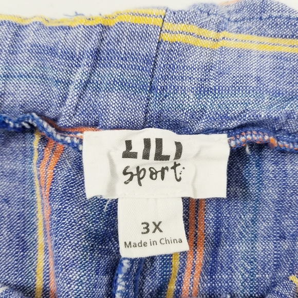 Lili Sport Striped Linen Blend Shorts Pants Plus Size 3X - Picture 2 of 14
